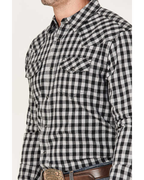 Image #3 - Cody James Men's Visa Versa Small Plaid Print Long Sleeve Snap Western Flannel Shirt , Grey, hi-res