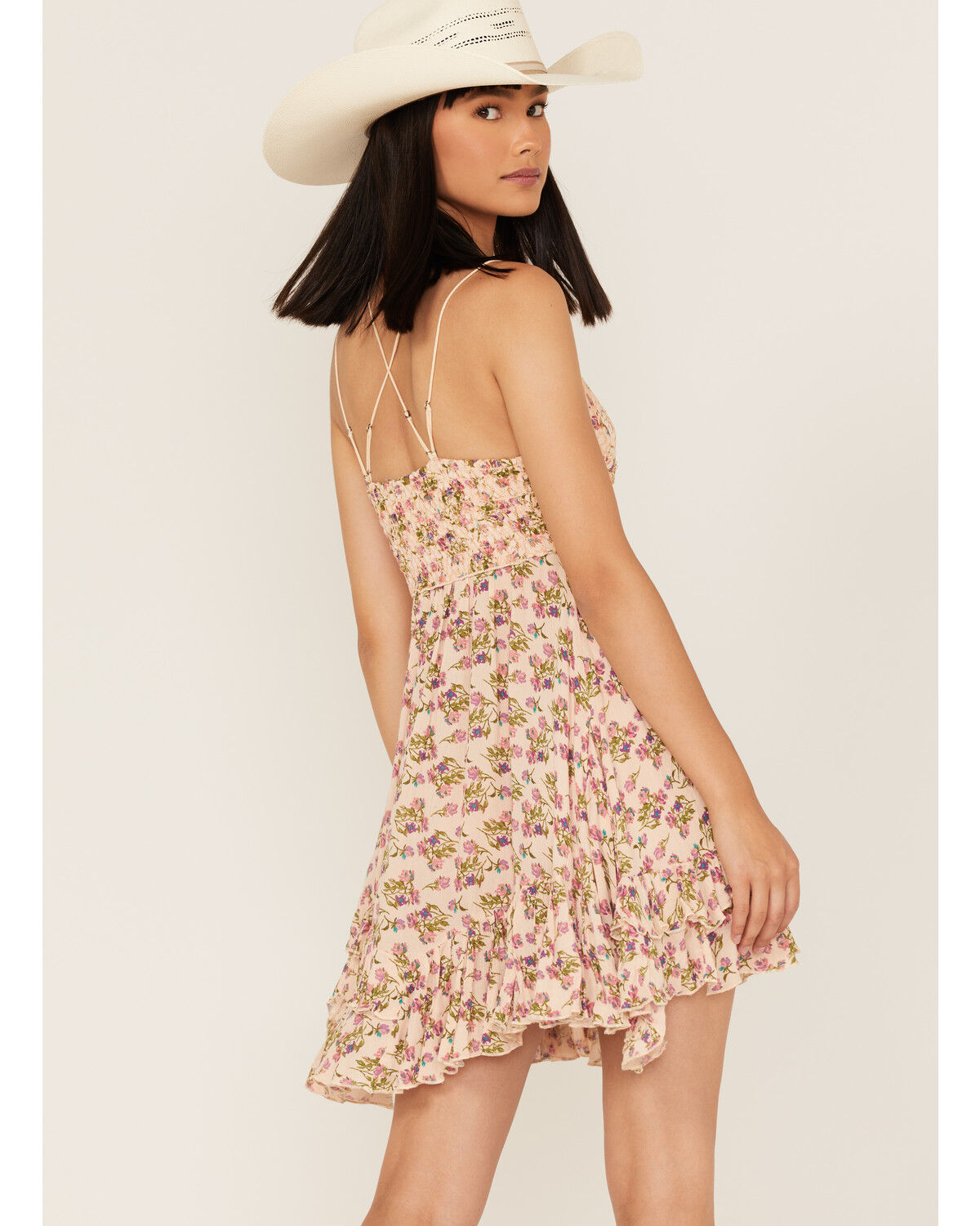 Image #4 - Free People Women's Adella Floral Print Sleeveless Slip Mini Dress, Pink, hi-res