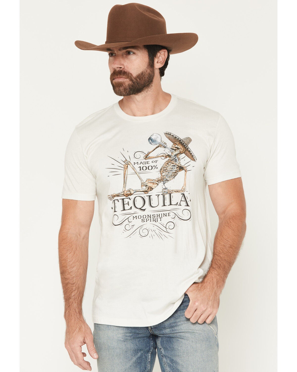 Image #1 - Moonshine Spirit&reg; Men's 100% Tequila Short Sleeve Graphic T-Shirt, Cream, hi-res