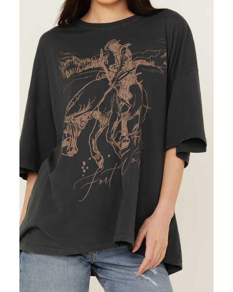 Image #3 - Day Dreamer Women's Fort Worth Cowboy Short Sleeve Graphic Tee, Black, hi-res
