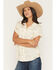 Image #1 - Ariat Women's Badlands Conversational Print Button-Down Short Sleeve Western Shirt, Cream, hi-res