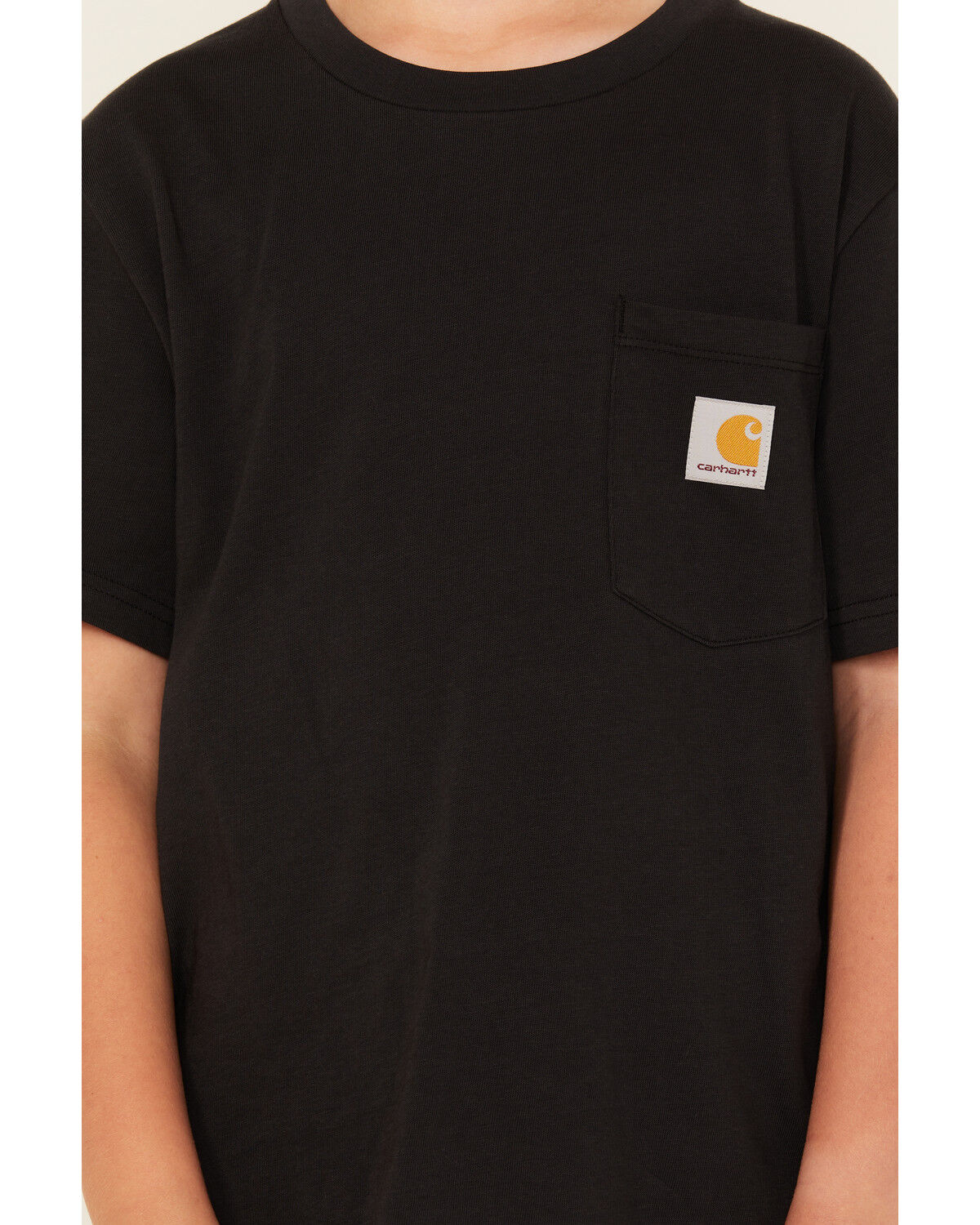 Image #3 - Carhartt Boys' Solid Short Sleeve Pocket T-Shirt, Black, hi-res