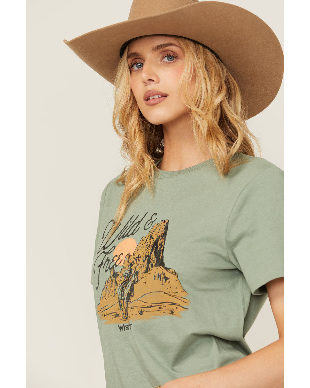 Image #2 - Wrangler Women's Wild & Free Short Sleeve Graphic Tee, Sage, hi-res