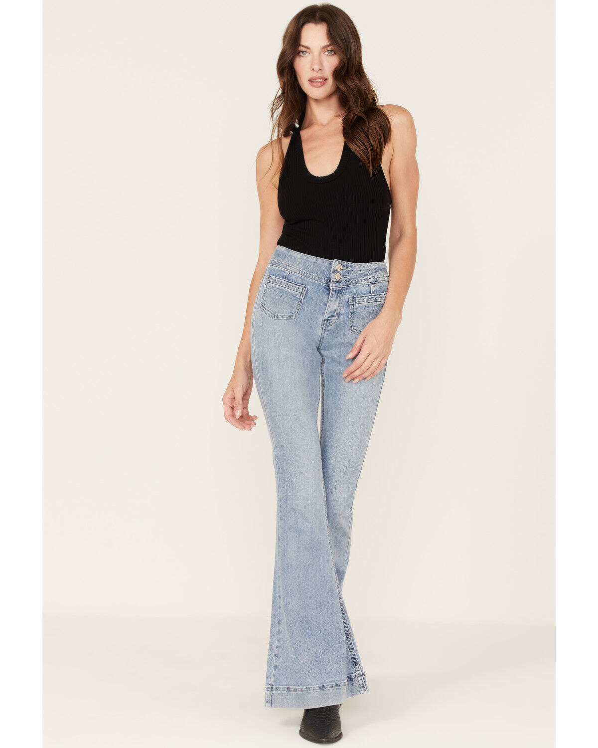 Image #1 - Shyanne Women's Light Wash High Rise Flare Jeans, Light Wash, hi-res