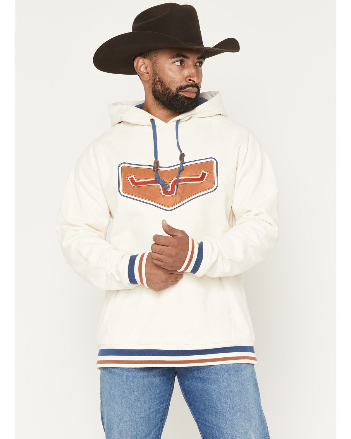 Kimes Ranch Men's Cannons Logo Hooded Sweatshirt, Natural, hi-res