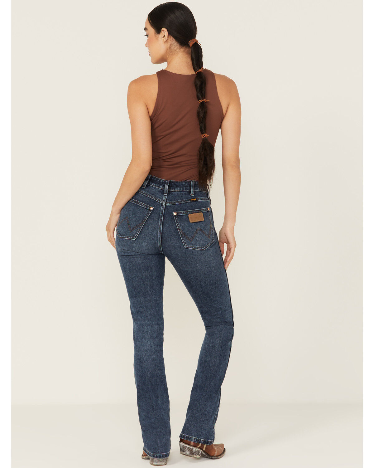 Image #2 - Wrangler X Lainey Wilson Women's Baskin Dark Wash High Rise Boot Hugger Bootcut Stretch Denim Jeans, Dark Wash, hi-res