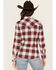 Image #4 - Wrangler Retro Women's Boot Barn Exclusive Long Sleeve Snap Western Flannel Shirt, Burgundy, hi-res