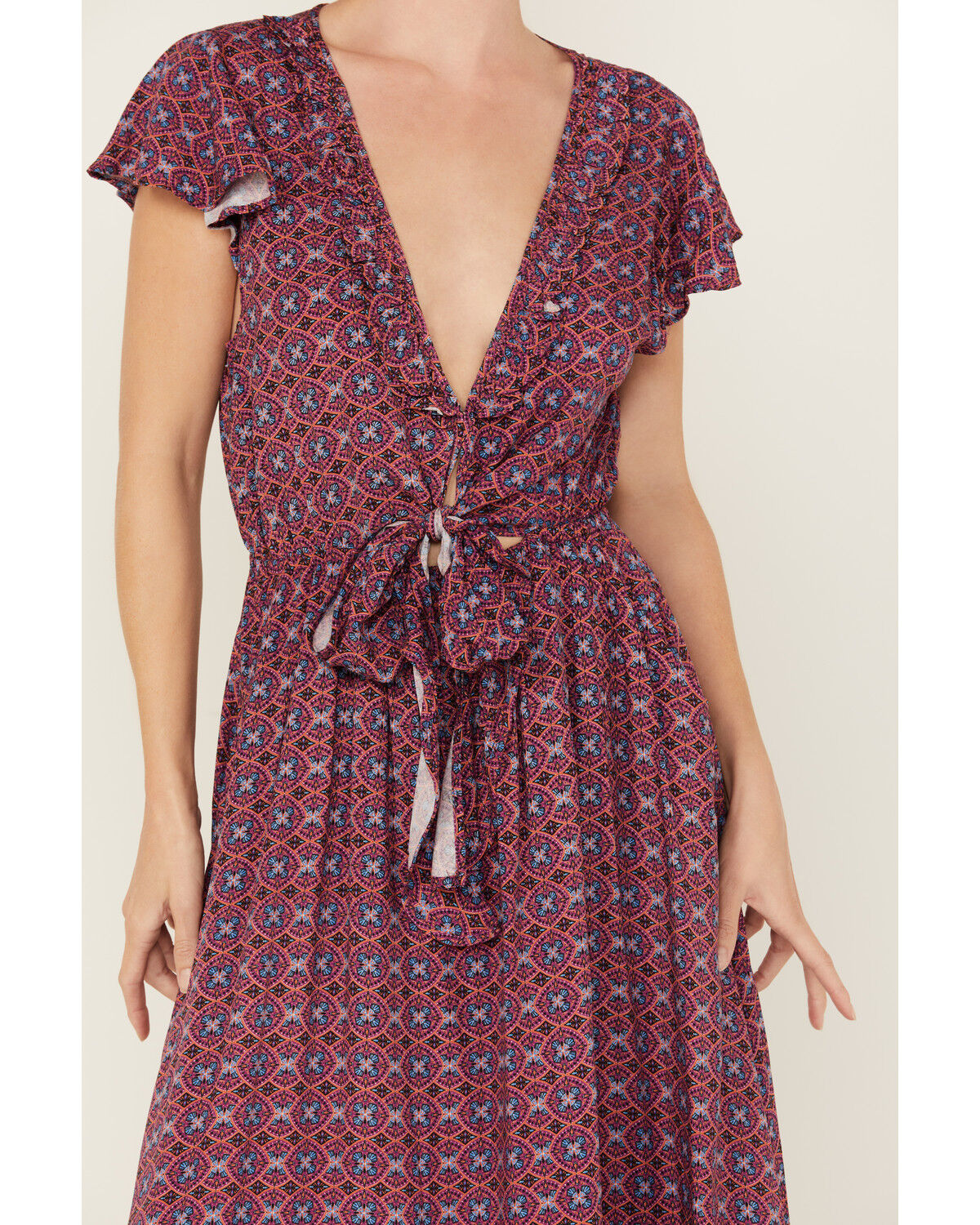 Image #3 - Beyond The Radar Women's Border Print Picnic High-Low Dress, Purple, hi-res