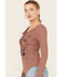 Image #2 - Cleo + Wolf Women's Rust Belt Long Sleeve Henley Shirt, Coffee, hi-res