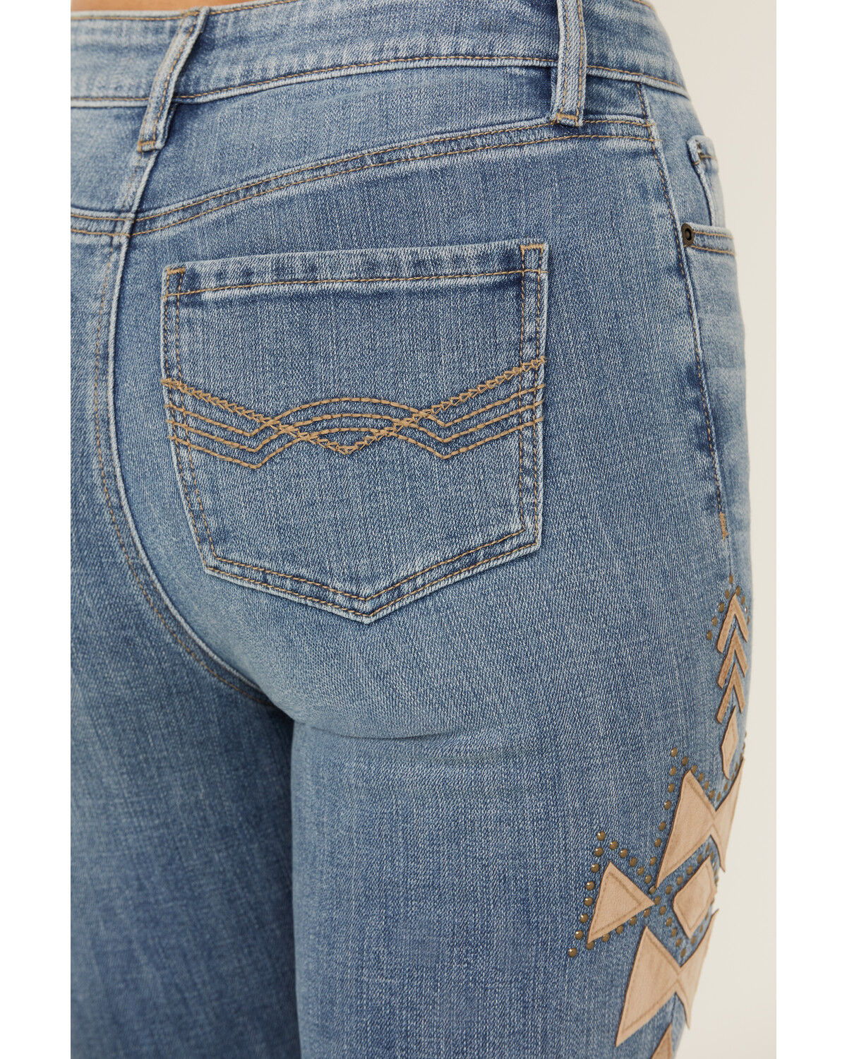 Image #5 - Idyllwind Women's Ellis Medium Wash Gypsy High Rise Faux Suede Embellished Bootcut Comfort Stretch Denim Jeans, Medium Wash, hi-res