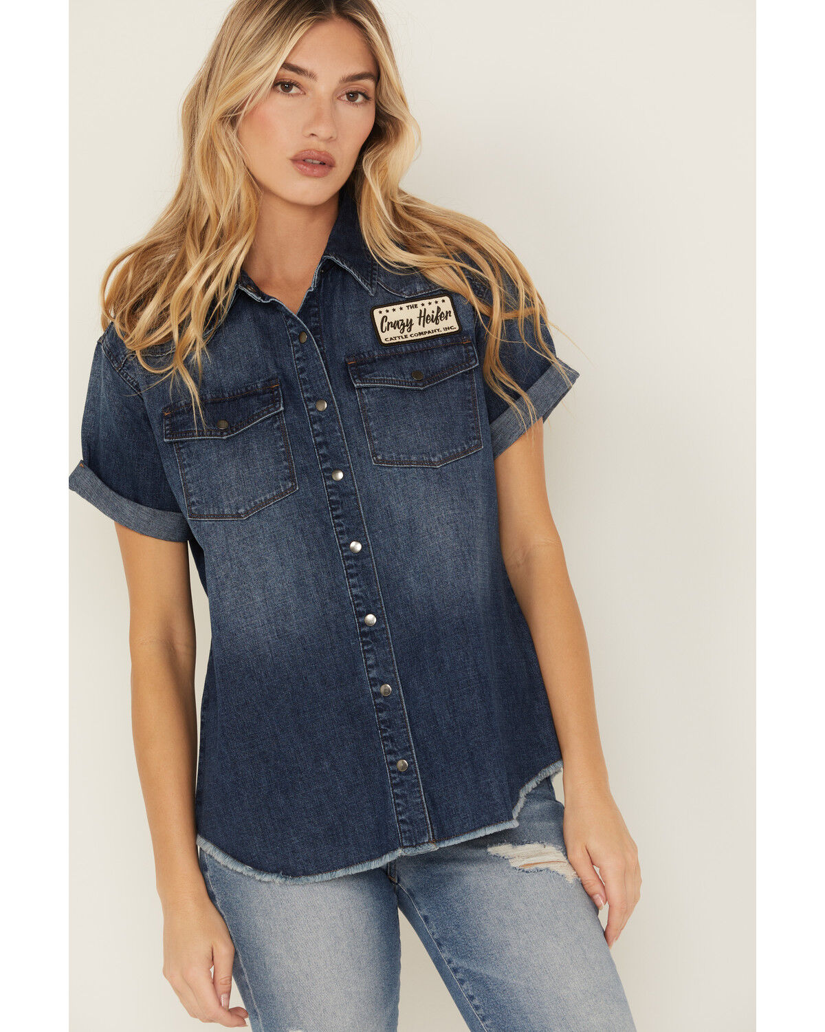 Image #3 - Idyllwind Women's Ellwood Dark Wash Short Sleeve Denim Shirt, Dark Wash, hi-res