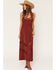 Image #1 - Z Supply Women's Solid Satin Lace Trim Sleeveless Maxi Dress, Red, hi-res