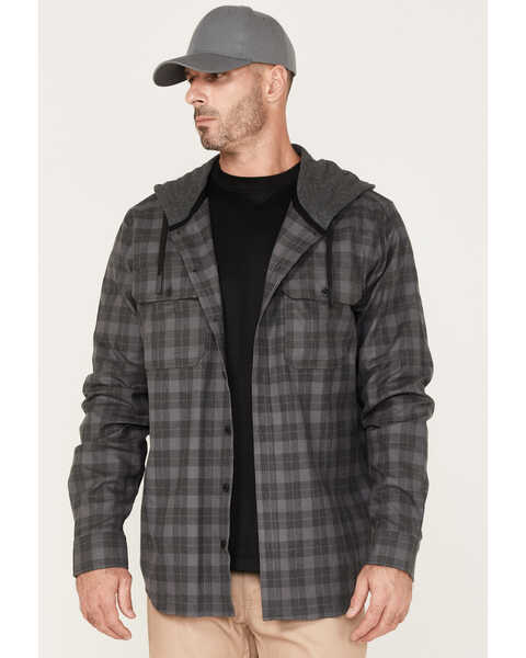 Hawx Men's Roberson Long Sleeve Hooded Flannel, Charcoal, hi-res