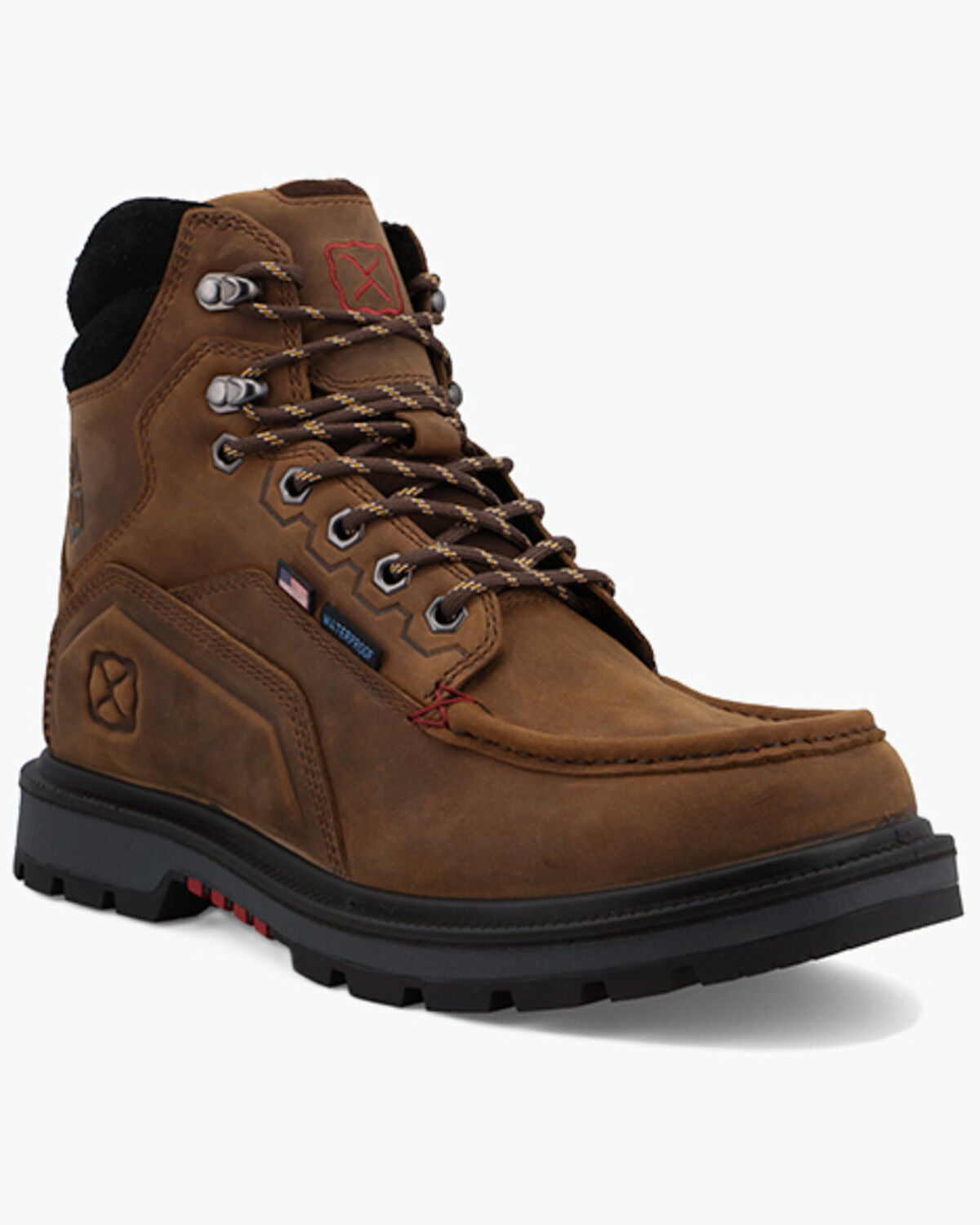 Image #1 - Twisted X Men's 6" Lace-Up Waterproof Work Boots - Soft Toe, Brown, hi-res