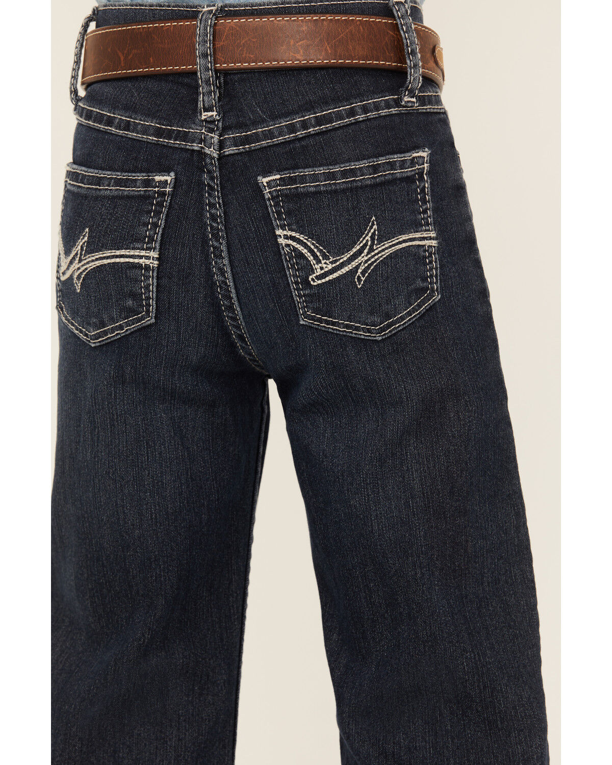 Image #2 - Wrangler Girls' "W" Swish Embroidery Bootcut Jeans, Indigo, hi-res