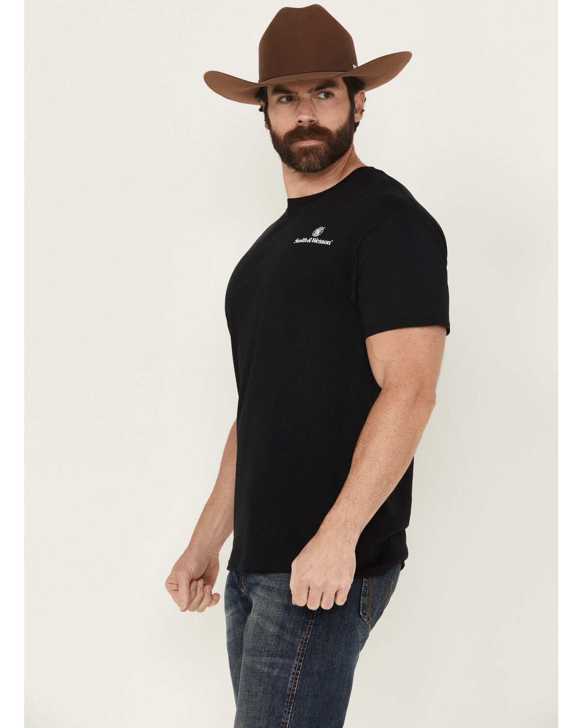 Image #4 - Smith & Wesson Men's Logo Short Sleeve Graphic T-Shirt, Black, hi-res
