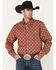 Image #1 - RANK 45® Men's Caballo Geo Print Long Sleeve Button-Down Western Shirt, Light Red, hi-res