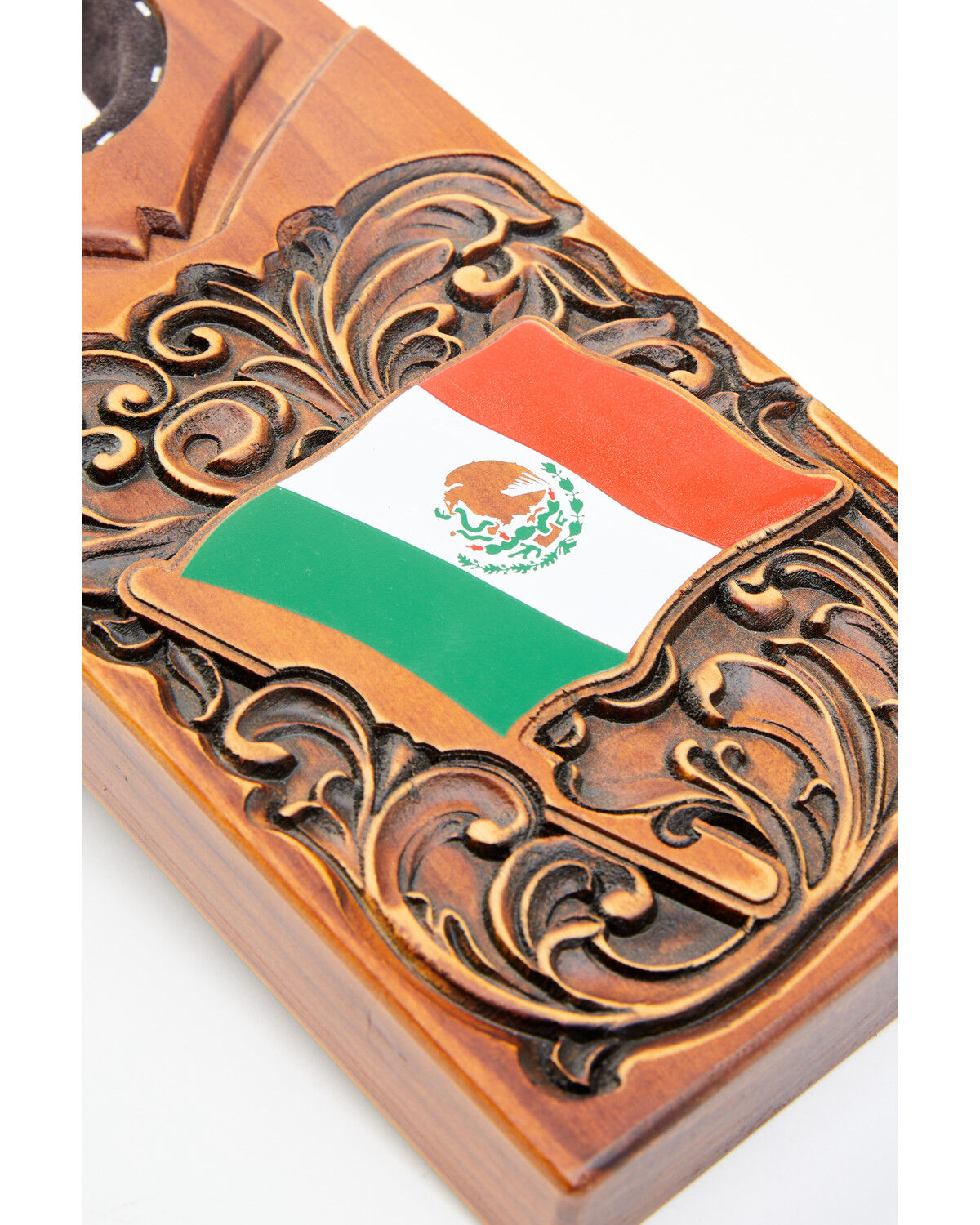Image #3 - Boot Barn Mexican Flag Tooled Boot Jack, Brown, hi-res