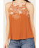 Image #3 - Eyeshadow Women's Floral Embroidered Tank Top, Rust Copper, hi-res