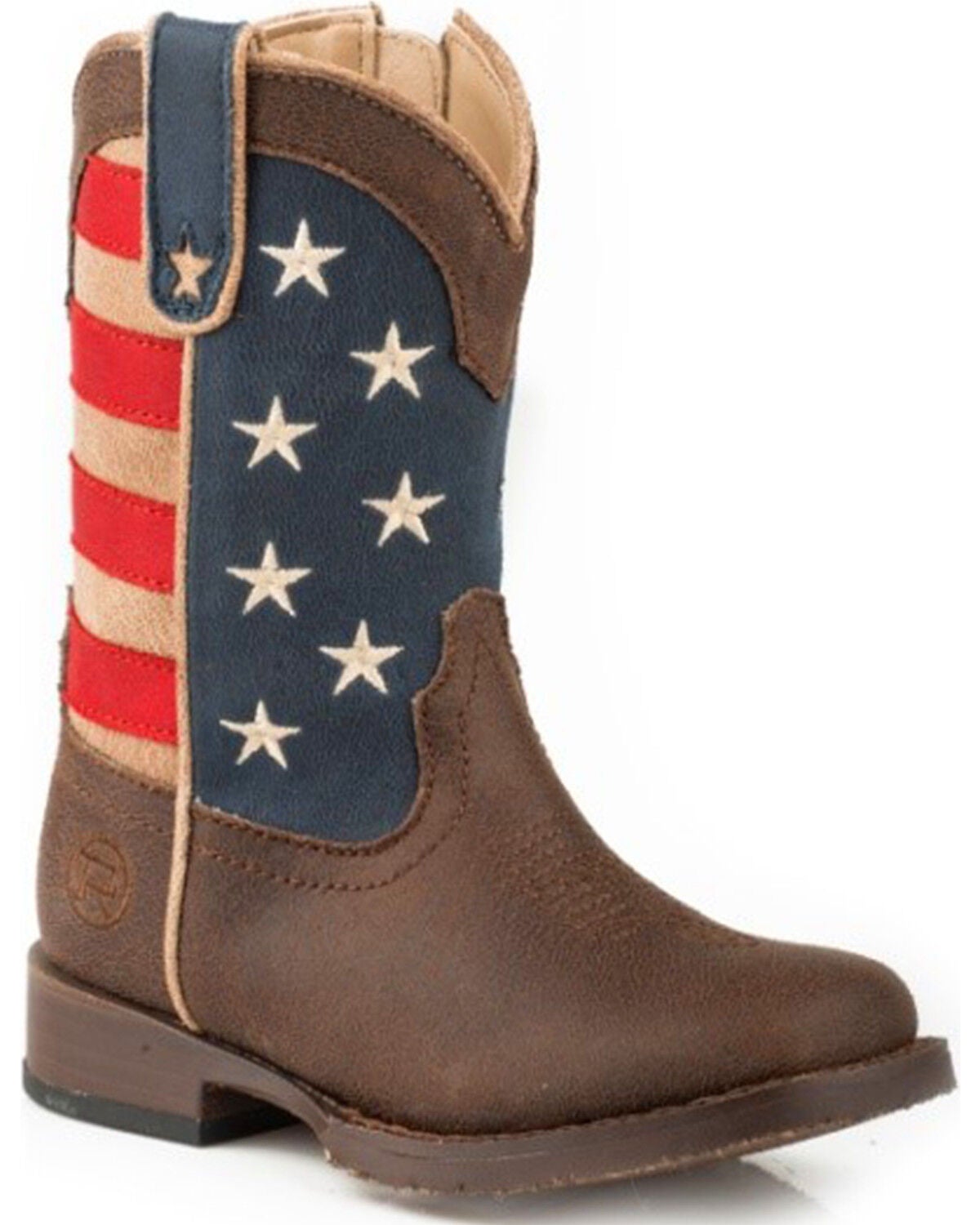 Roper Toddler Boys' American Patriot Western Boots - Square Toe, Brown, hi-res