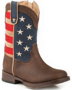 Roper Toddler Boys' American Patriot Boots - Square Toe , Brown, hi-res
