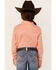 Rank 45 Girls' Solid Coral Rhinestone Yoke Long Sleeve Western Riding Shirt , Coral, hi-res