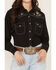 Image #3 - Cowgirl Hardware Women's Floral Embroidered Long Sleeve Snap Western Shirt, Black, hi-res