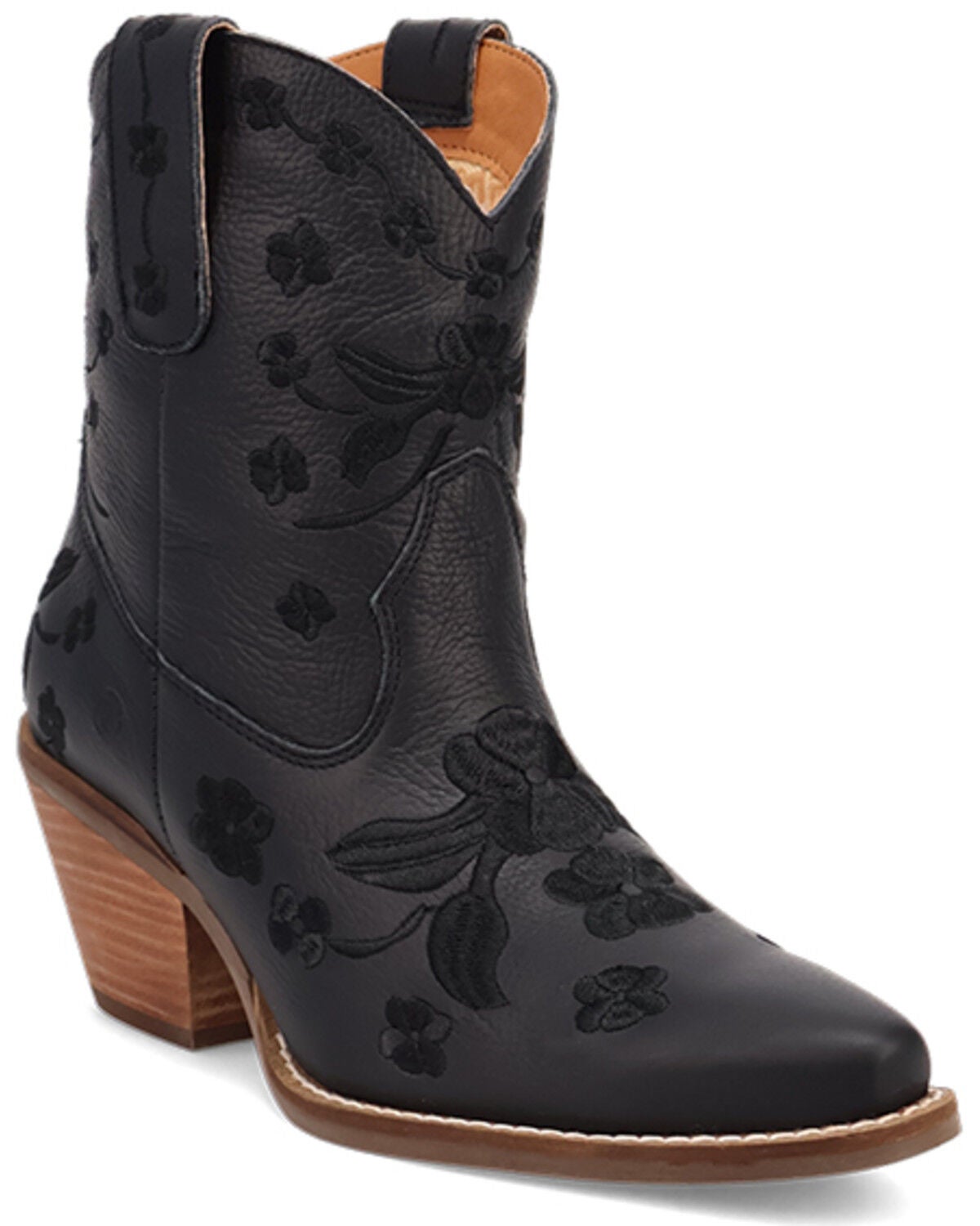 Image #1 - Dingo Women's Sweetheart Embroidered Booties - Round Toe, Black, hi-res