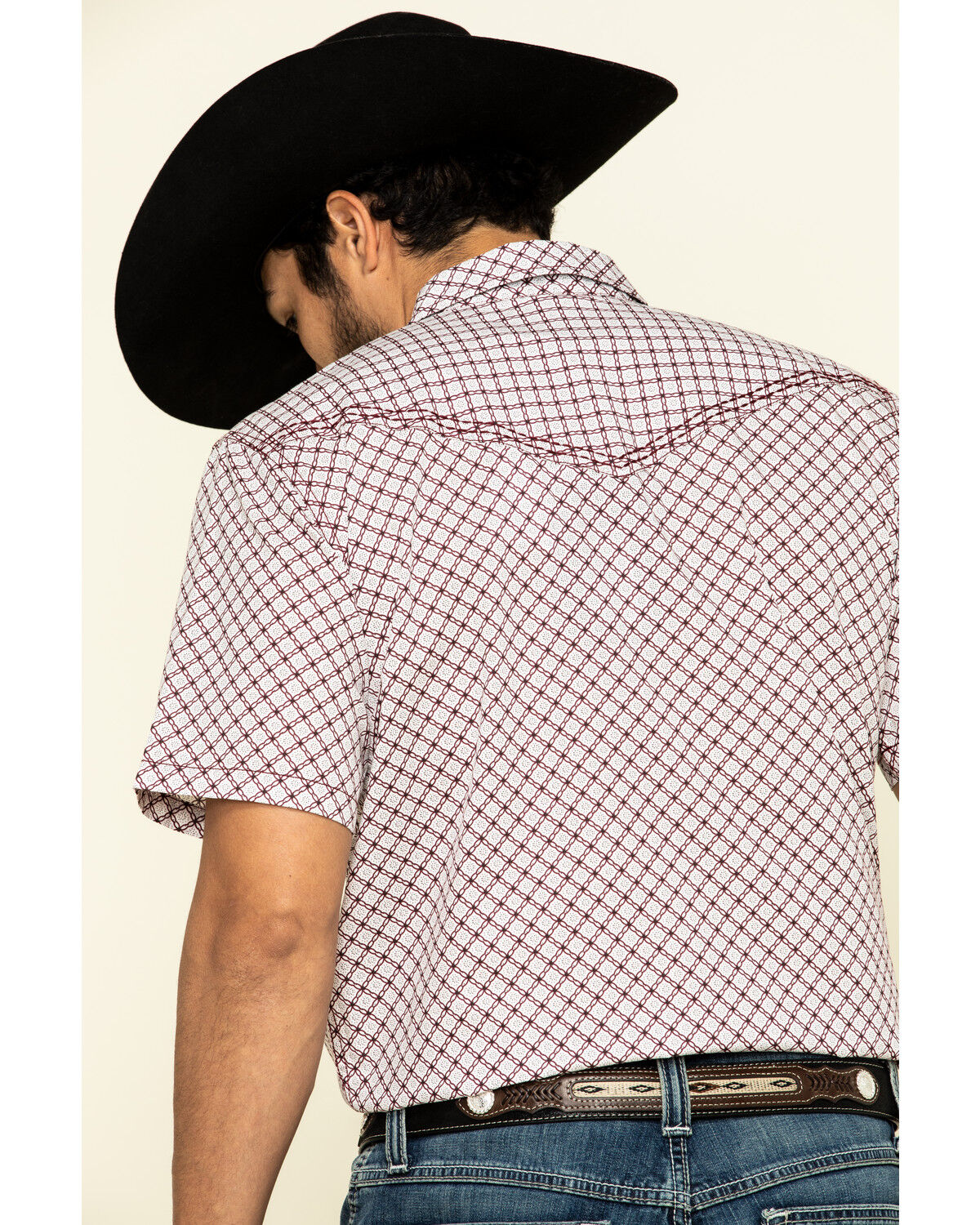 Image #5 - Cody James Men's Kaleidoscope Geo Print Short Sleeve Western Shirt, Maroon, hi-res