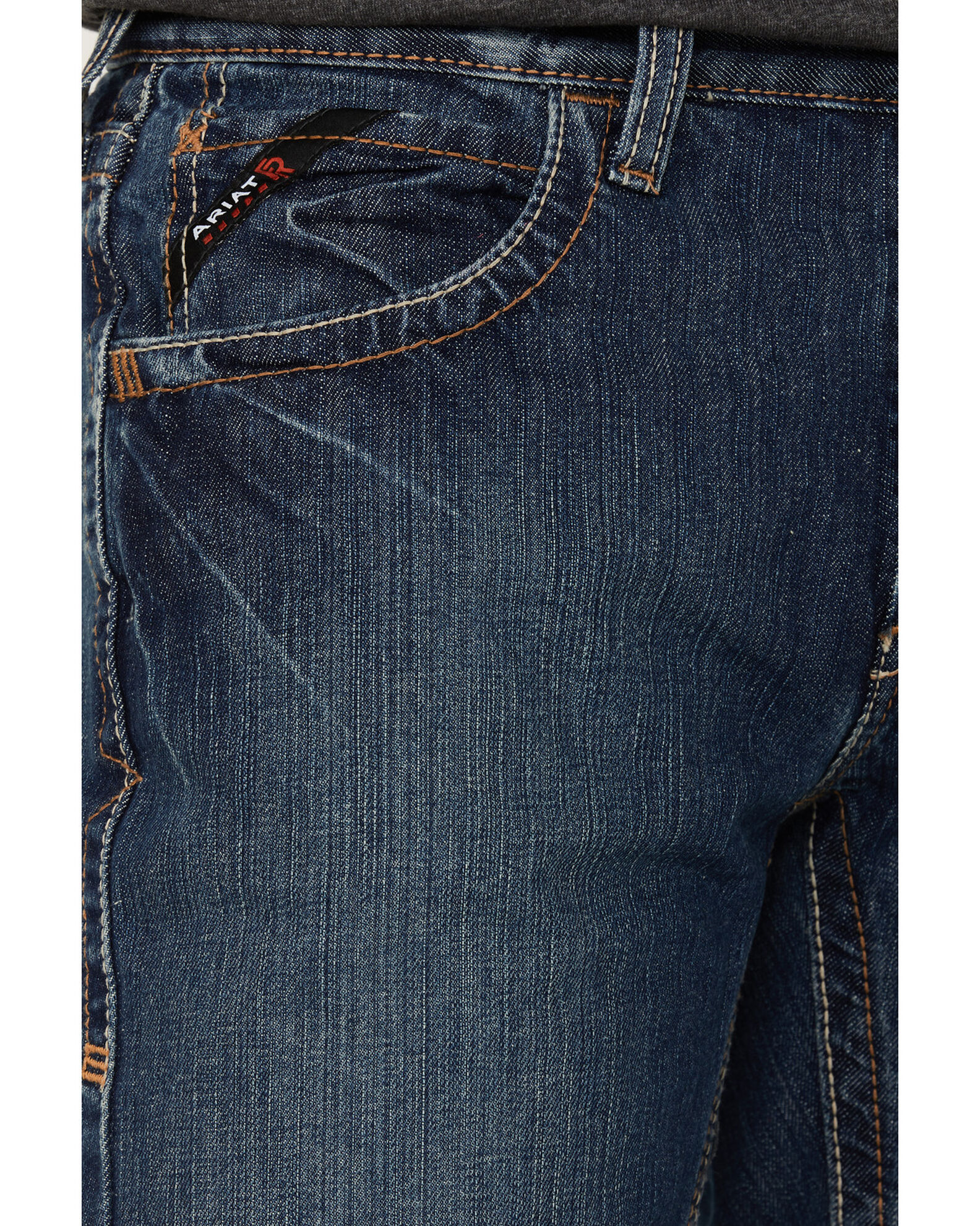 Image #2 - Ariat Men's FR M5 Straight Leg Work Jeans, Blue, hi-res