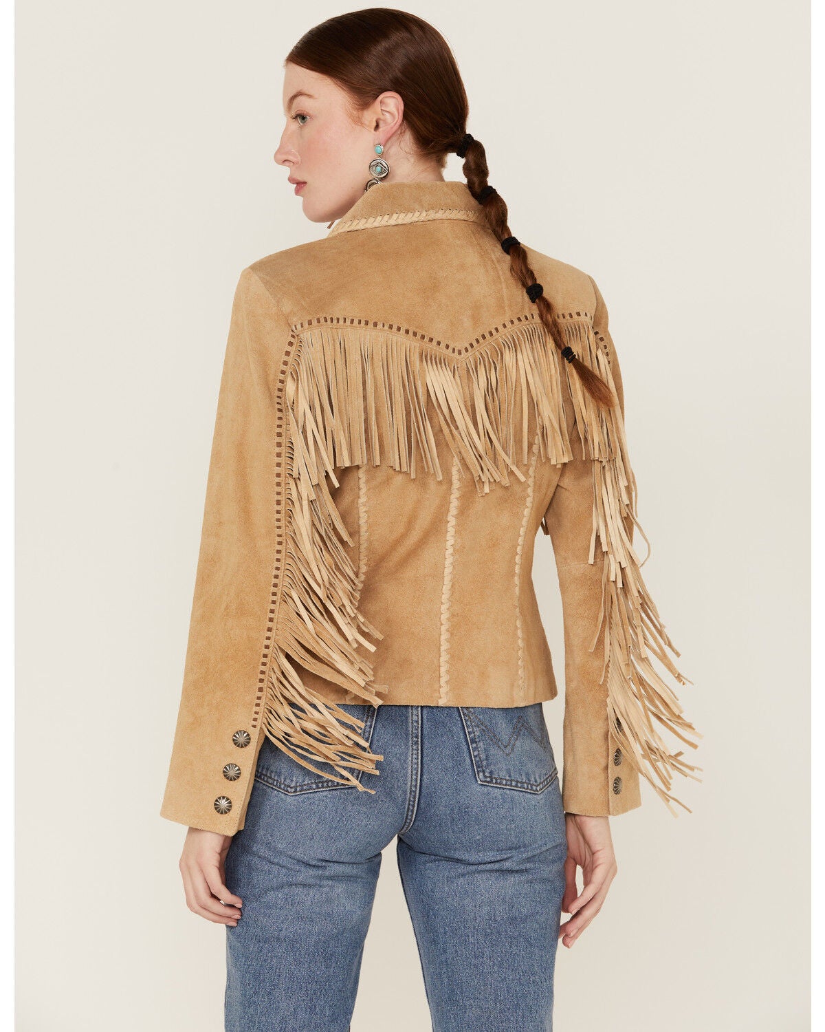Image #4 - Scully Women's Suede Snap Fringe Jacket, Tan, hi-res