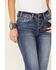 Rock & Roll Denim Women's Cropped Straight Leg Jeans, Blue, hi-res