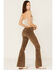 Image #3 - Driftwood Women's Farrah Embroidered Floral Corduroy Flare Jeans, Tan, hi-res