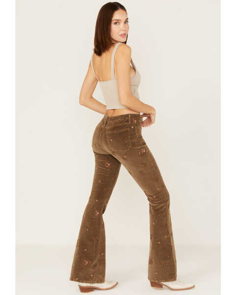 Image #3 - Driftwood Women's Farrah Embroidered Floral Corduroy Flare Jeans, Tan, hi-res