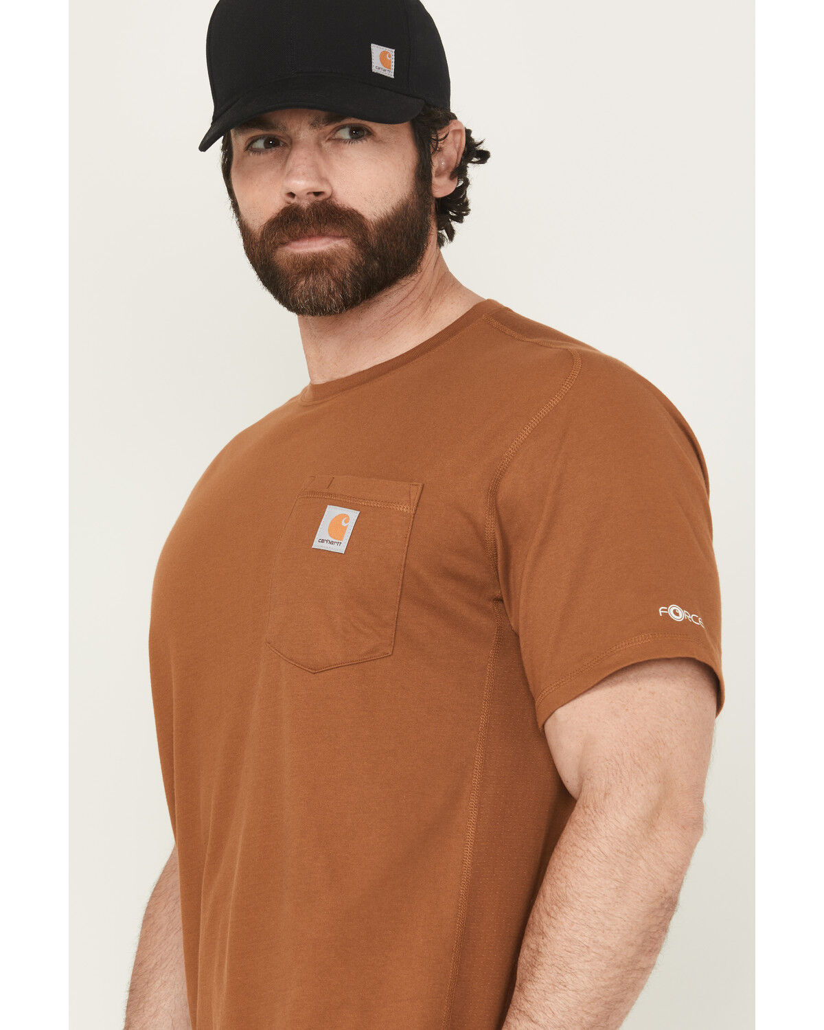 Image #2 - Carhartt Men's Force® Relaxed Fit Short Sleeve Pocket T-Shirt, Brown, hi-res