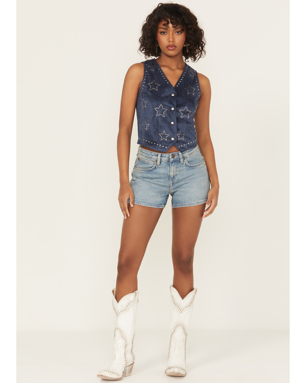 Image #1 - Wrangler Retro Women's Mae Medium Wash Mid Rise Denim Shorts, Medium Wash, hi-res
