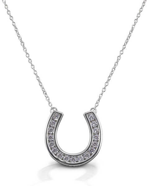 Image #1 -  Kelly Herd Women's Contemporary Pave Horseshoe Necklace , Silver, hi-res