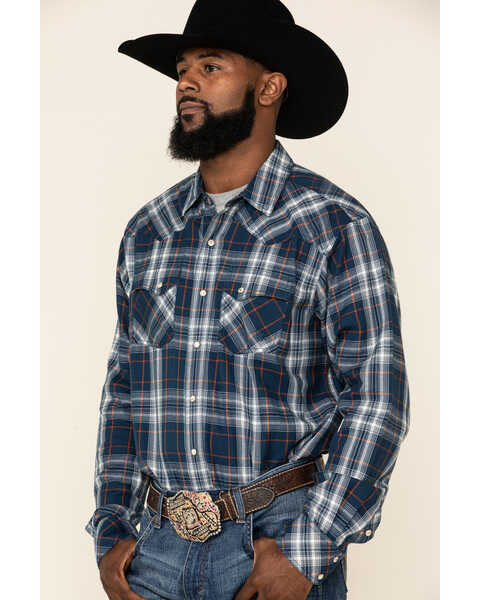 Image #1 - Ariat Men's Hermosa Retro Plaid Long Sleeve Western Shirt , Navy, hi-res