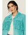 Image #2 - Scully Women's Solid Fringe Blazer, Turquoise, hi-res