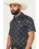 Image #2 - Rock & Roll Denim Men's Longhorn Print Short Sleeve Button-Down Stretch Polo Shirt, Black, hi-res