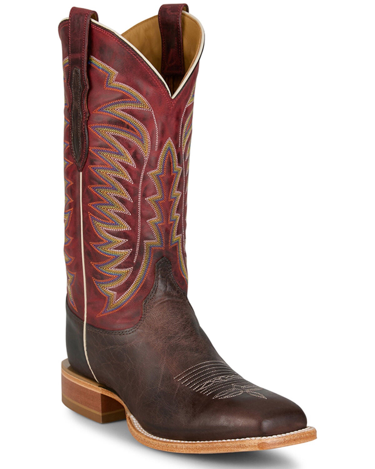 Justin Men's Burchett Western Boots - Square Toe, Chocolate, hi-res