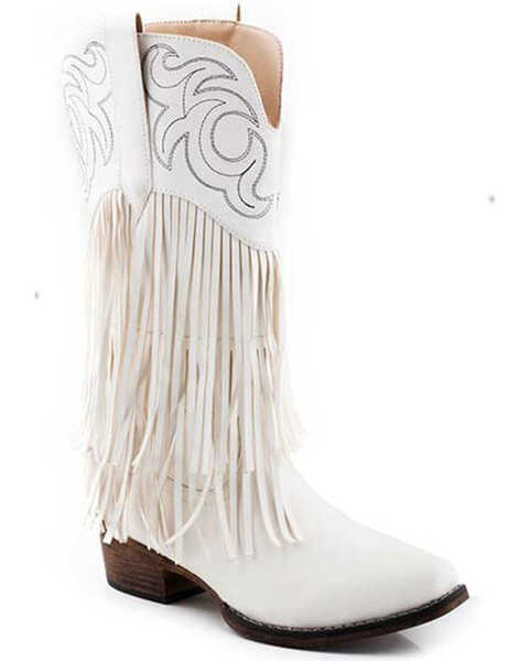 Image #1 - Roper Women's Rickrack Western Performance Boots - Snip Toe, White, hi-res