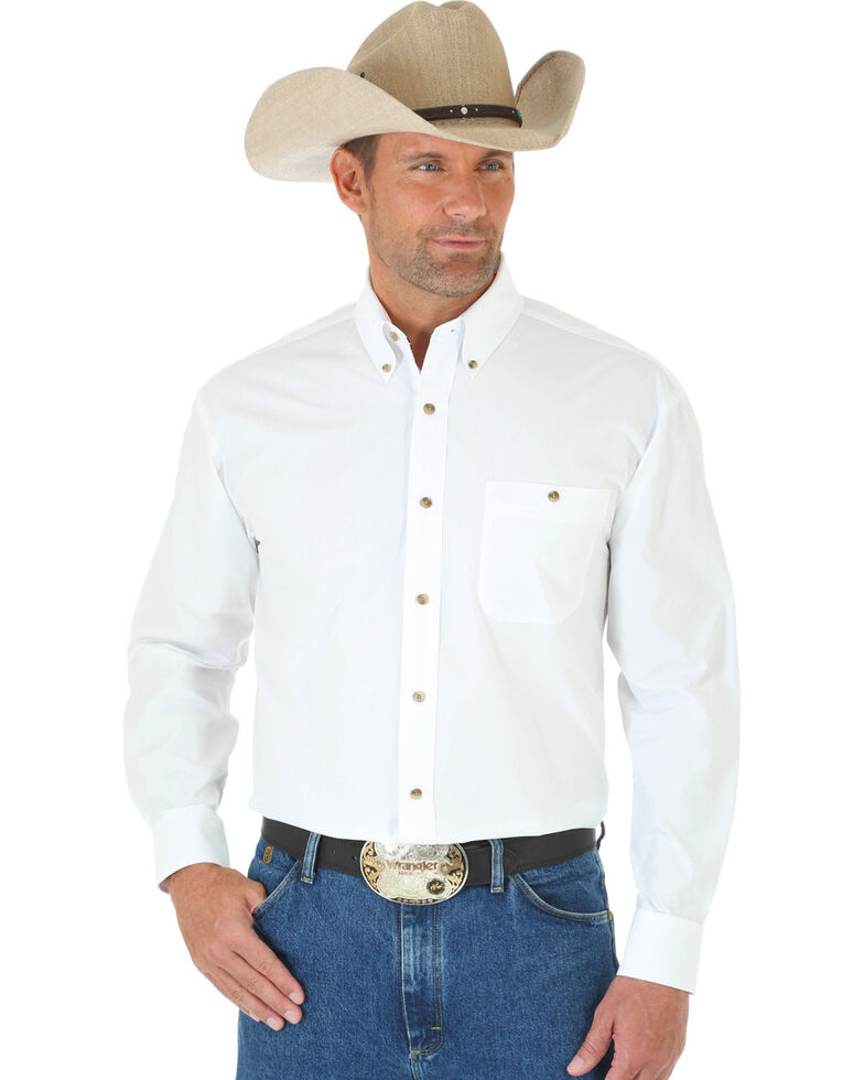 George Strait by Wrangler Men's White Long Sleeve Shirt - Tall, White, hi-res