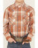 Image #3 - Ely Walker Boys' Plaid Print Long Sleeve Snap Western Shirt, Orange, hi-res