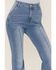 Image #2 - Flying Tomato Women's Light Wash High Rise Seamed Flare Jeans, Blue, hi-res