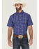 Image #1 - RANK 45&reg; Men's Charge Small Plaid Print Button-Down Western Shirt, Blue, hi-res