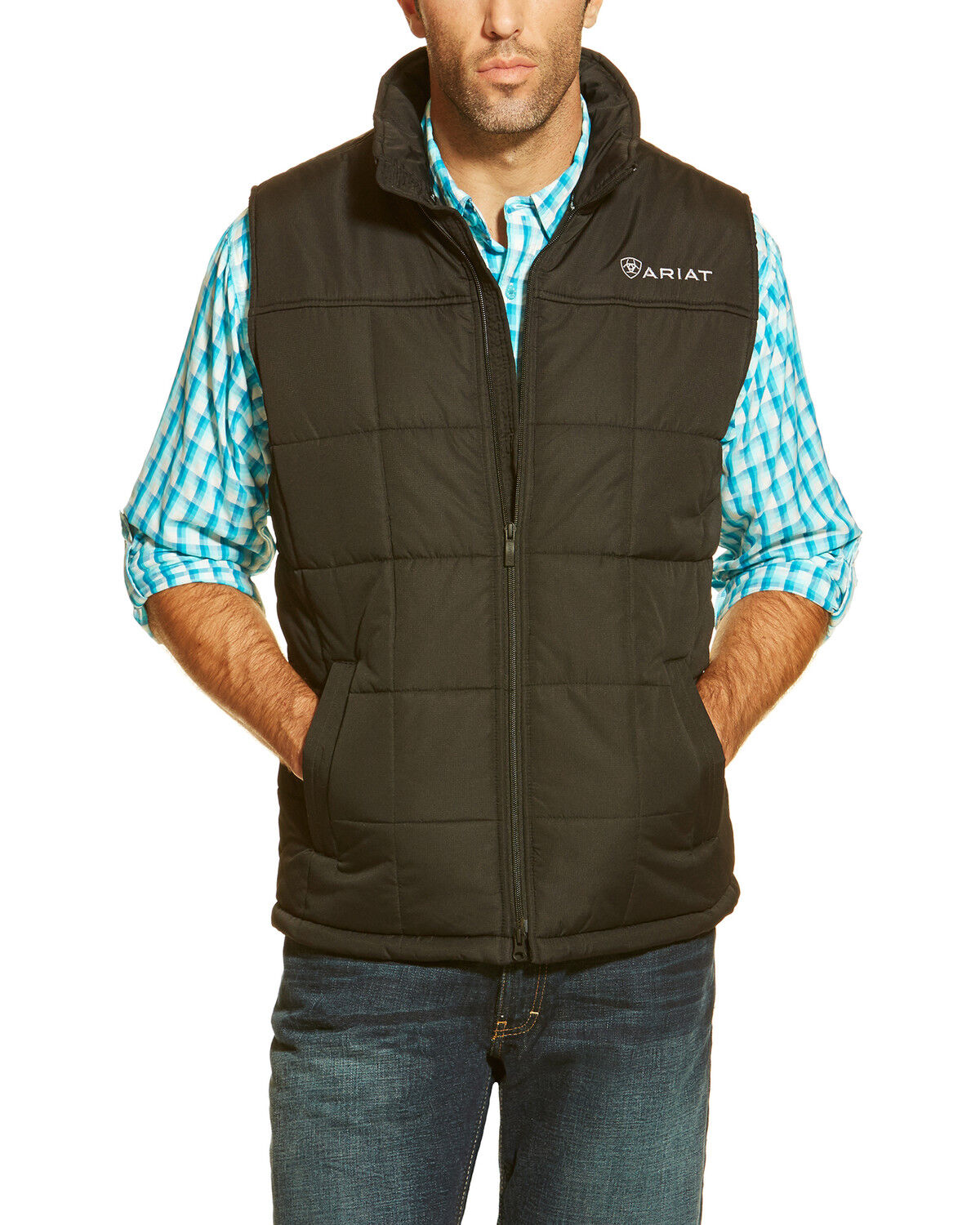 Image #1 - Ariat Men's Crius Zip-Front Vest - Big, Black, hi-res