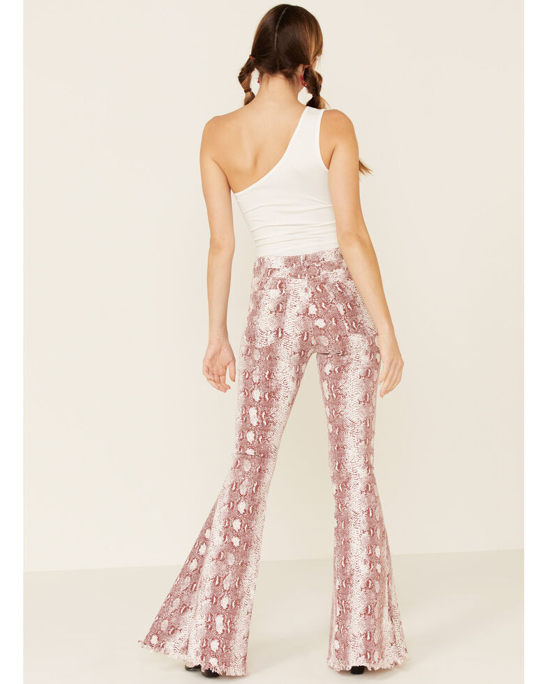Saints Hearts Women S Snake Print Flare Jeans Country Outfitter