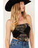 Image #3 - Originality Women's Strapless Tie-Back Graphic Bandana Crop Top, Black, hi-res