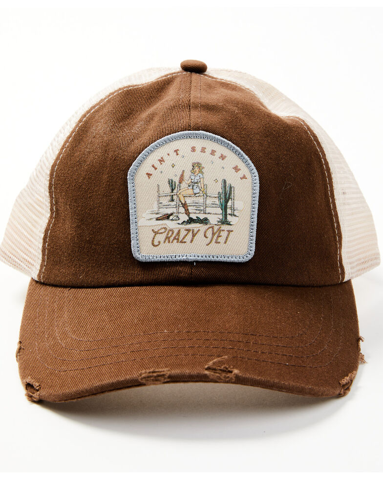 Idyllwind Women's Crazy Yet Mesh Back Trucker Cap, Pecan, hi-res